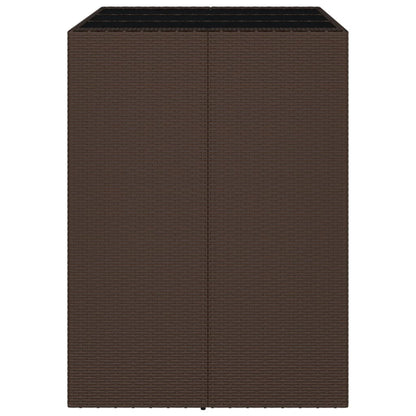 vidaXL Bar Table with Glass Top Brown 105x80x110 cm Poly Rattan