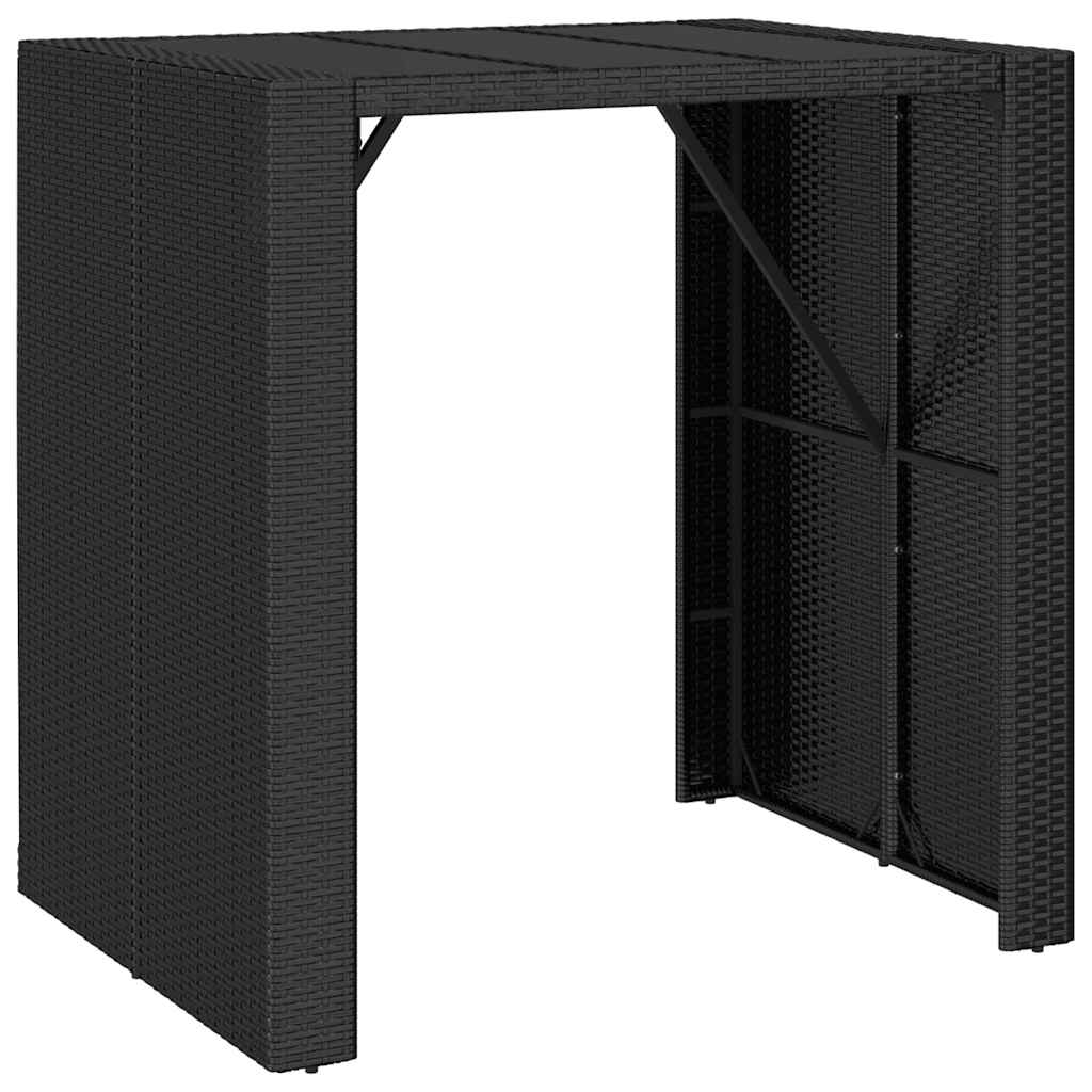 vidaXL Bar Table with Glass Top Black 105x80x110 cm Poly Rattan