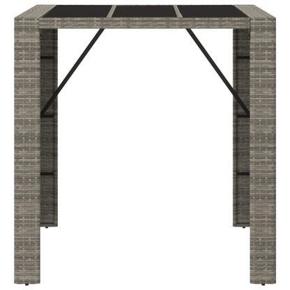 vidaXL Bar Table with Glass Top Grey 105x80x110 cm Poly Rattan