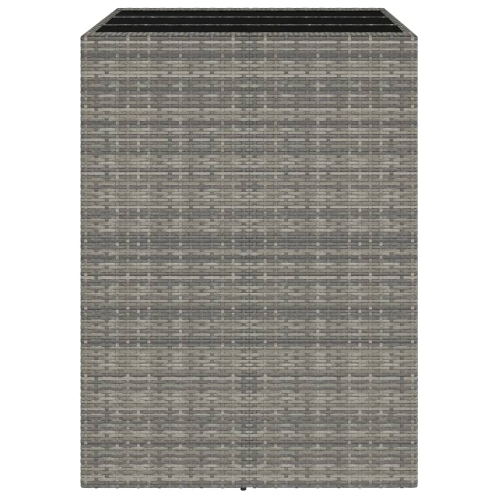 vidaXL Bar Table with Glass Top Grey 105x80x110 cm Poly Rattan