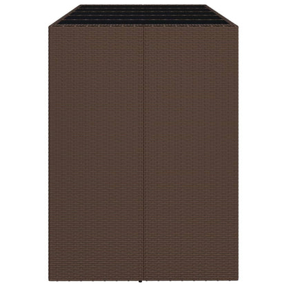 vidaXL Bar Table with Glass Top Brown 185x80x110 cm Poly Rattan