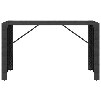 vidaXL Bar Table with Glass Top Black 185x80x110 cm Poly Rattan