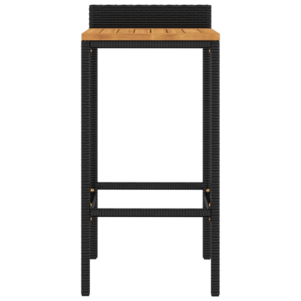 vidaXL Bar Stools 2 pcs Black Poly Rattan and Solid Wood Acacia