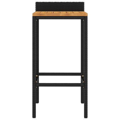 vidaXL Bar Stools 2 pcs Black Poly Rattan and Solid Wood Acacia