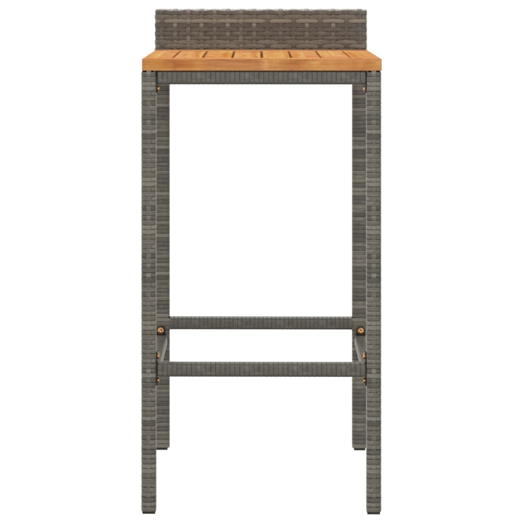 vidaXL Bar Stools 2 pcs Grey Poly Rattan and Solid Wood Acacia