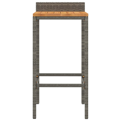 vidaXL Bar Stools 2 pcs Grey Poly Rattan and Solid Wood Acacia