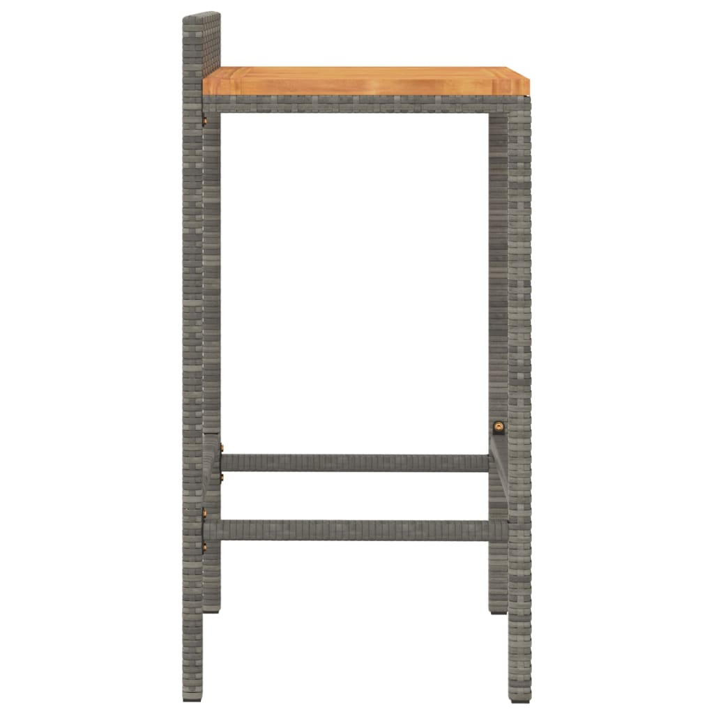 vidaXL Bar Stools 2 pcs Grey Poly Rattan and Solid Wood Acacia