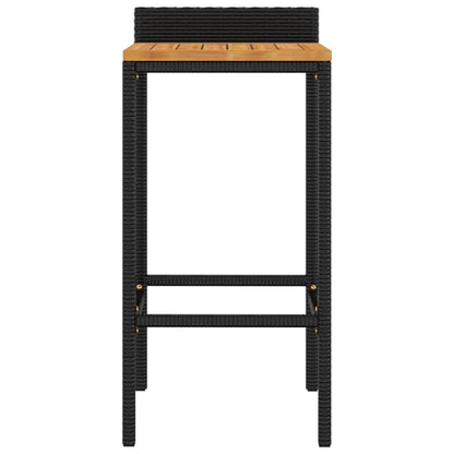 vidaXL Bar Stools 4 pcs Black Poly Rattan and Solid Wood Acacia