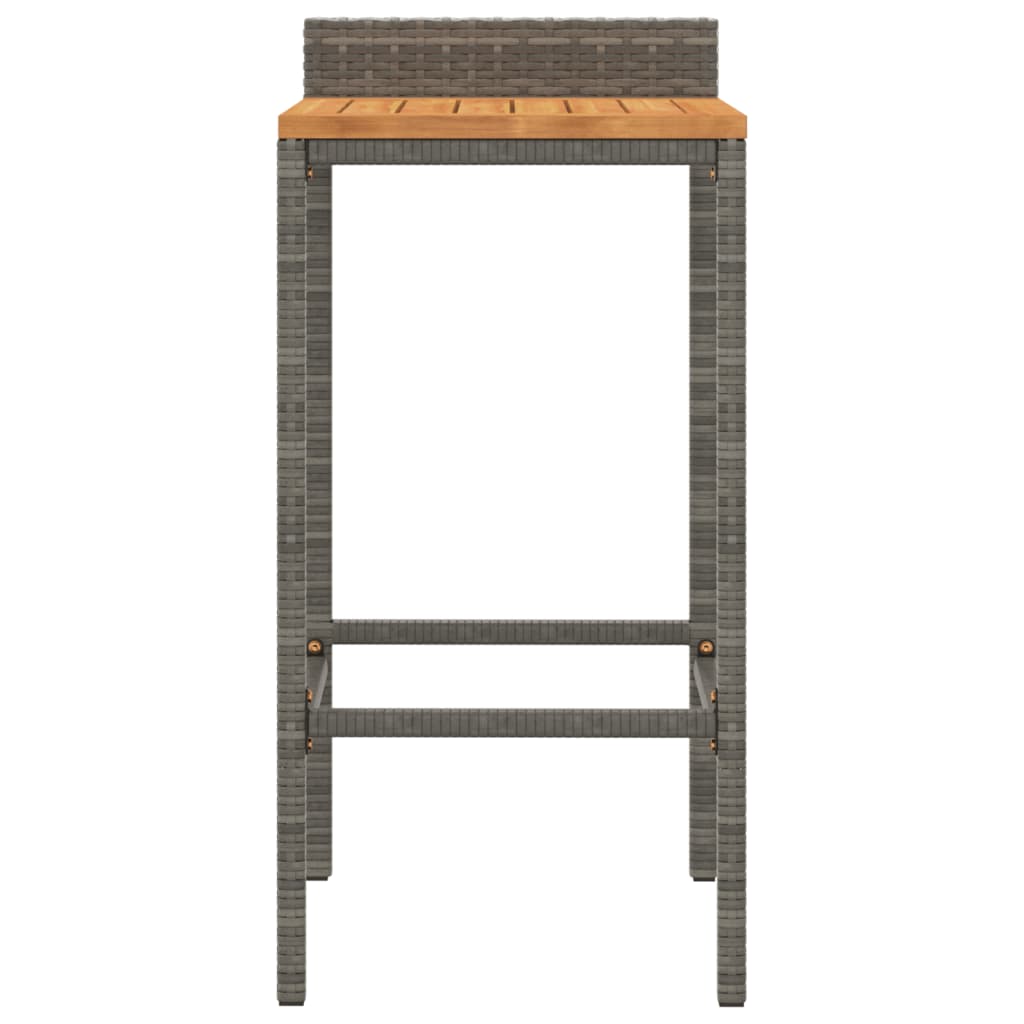 vidaXL Bar Stools 4 pcs Grey Poly Rattan and Solid Wood Acacia