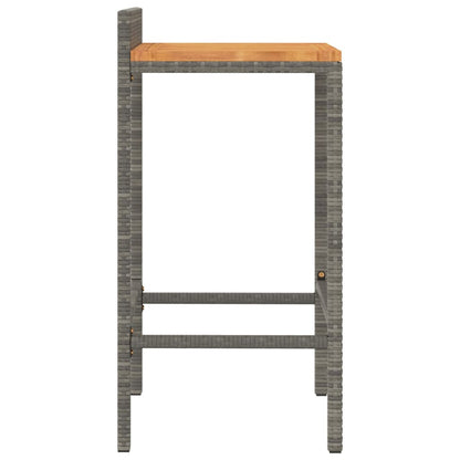 vidaXL Bar Stools 4 pcs Grey Poly Rattan and Solid Wood Acacia