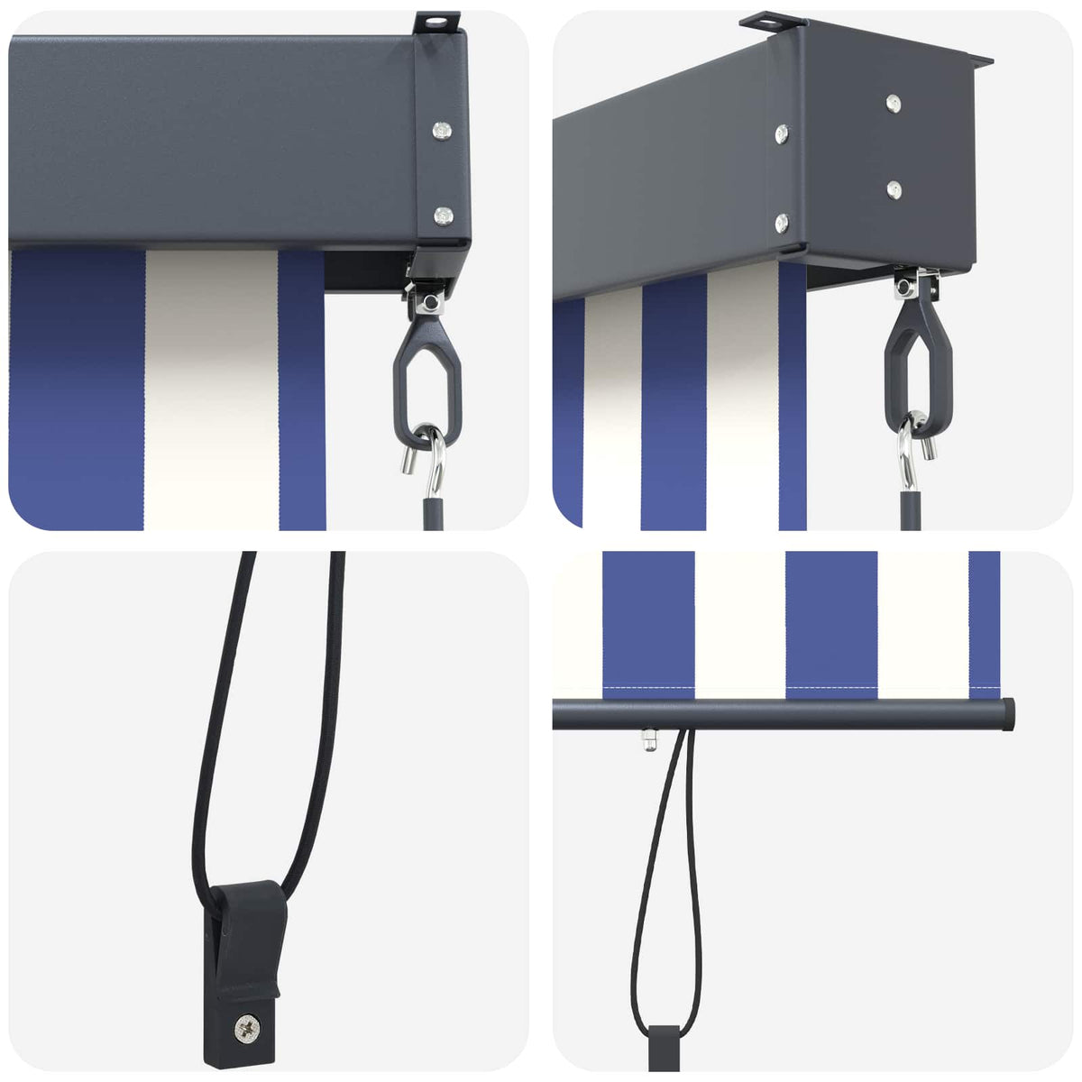 vidaXL Roller Blind Blue and White 180 x 250 cm Fabric and Aluminum