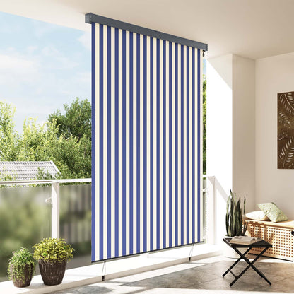 vidaXL Roller Blind Blue and White 180 x 250 cm Fabric and Aluminum