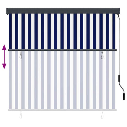 vidaXL Roller Blind Blue and White 180 x 250 cm Fabric and Aluminum