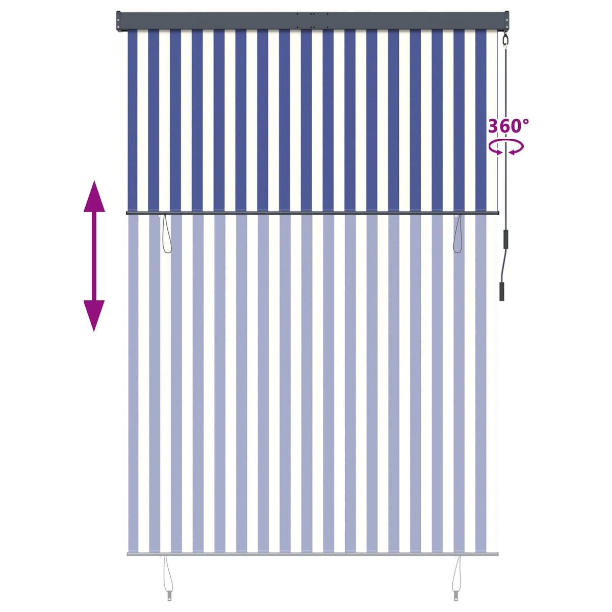 vidaXL Roller Blind Blue and White 180 x 250 cm Fabric and Aluminum