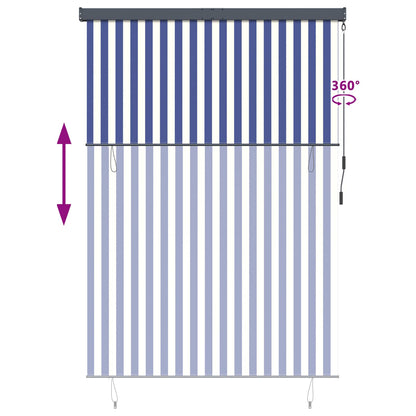 vidaXL Roller Blind Blue and White 180 x 250 cm Fabric and Aluminum