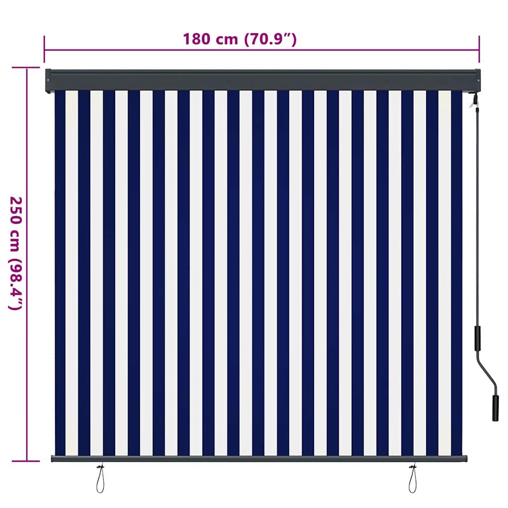 vidaXL Roller Blind Blue and White 180 x 250 cm Fabric and Aluminum