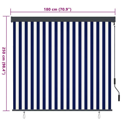 vidaXL Roller Blind Blue and White 180 x 250 cm Fabric and Aluminum