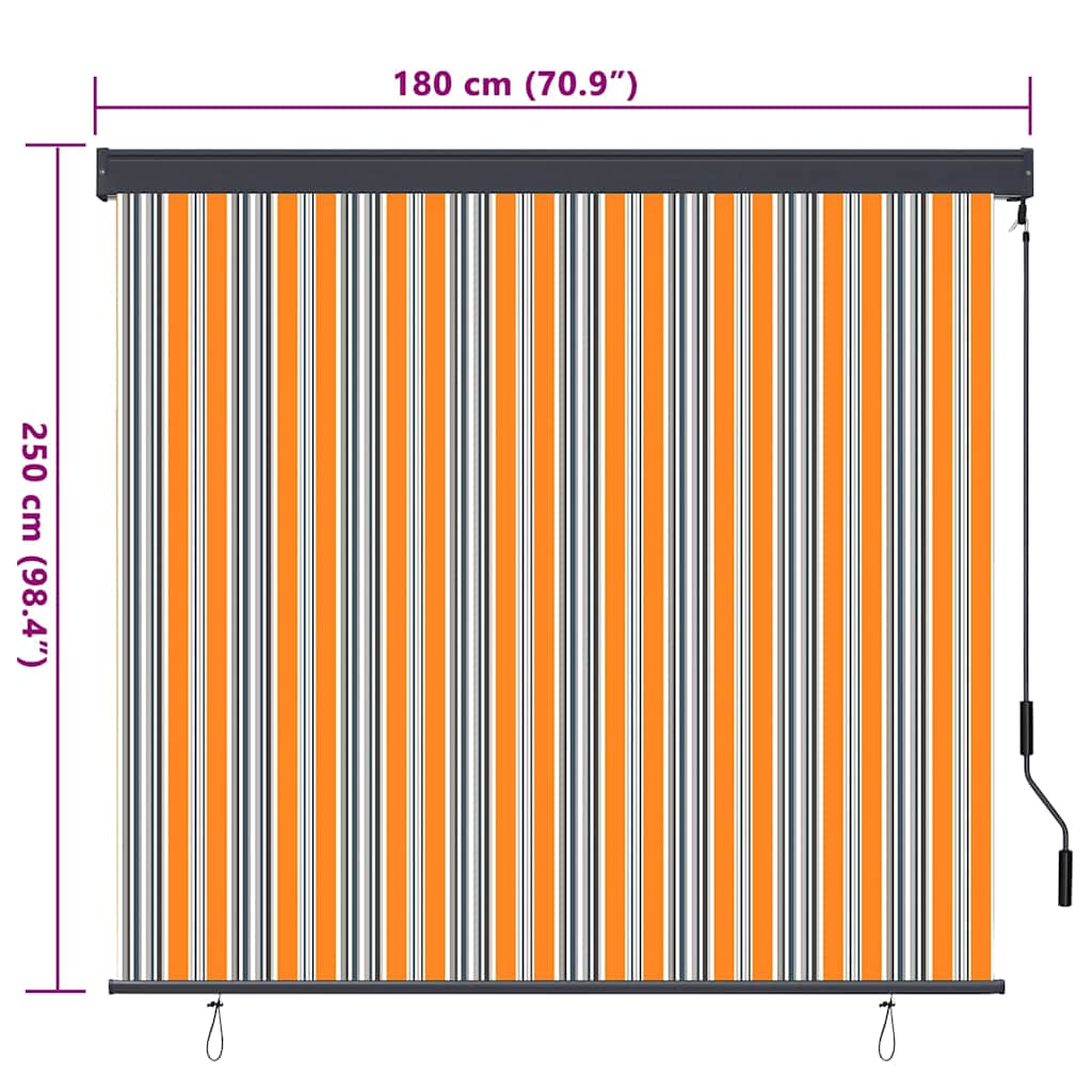 vidaXL Roller Blind Yellow and Blue 180 x 250 cm Fabric and Aluminum