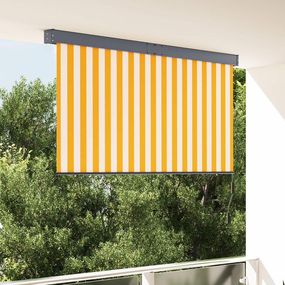 vidaXL Roller Blind White and Orange 180 x 250 cm Fabric and Aluminum