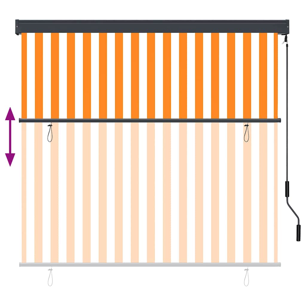 vidaXL Roller Blind White and Orange 180 x 250 cm Fabric and Aluminum