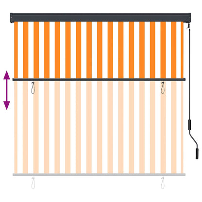 vidaXL Roller Blind White and Orange 180 x 250 cm Fabric and Aluminum