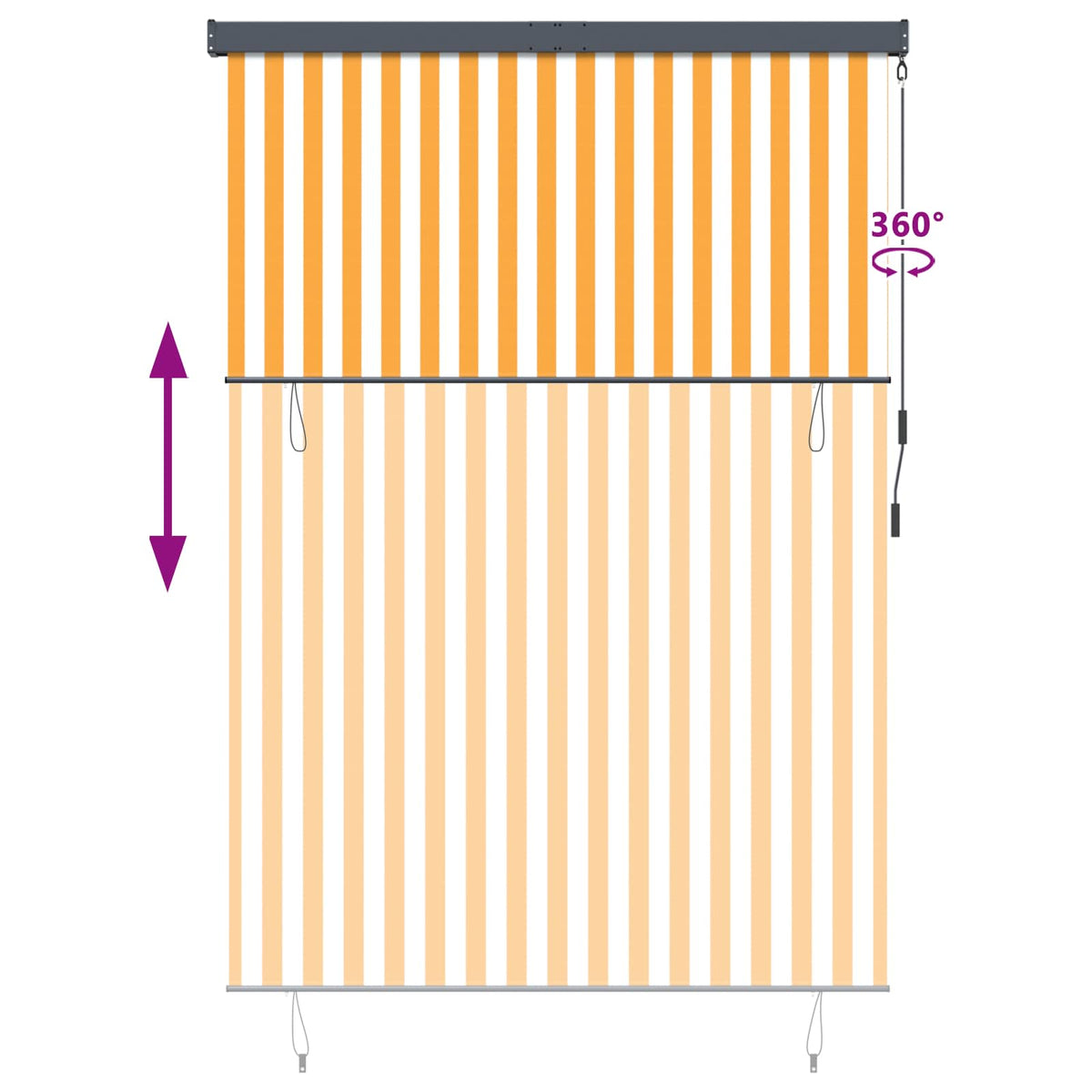 vidaXL Roller Blind White and Orange 180 x 250 cm Fabric and Aluminum