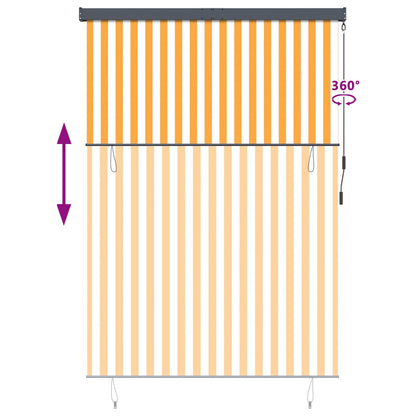 vidaXL Roller Blind White and Orange 180 x 250 cm Fabric and Aluminum
