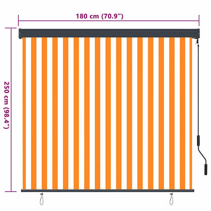 vidaXL Roller Blind White and Orange 180 x 250 cm Fabric and Aluminum