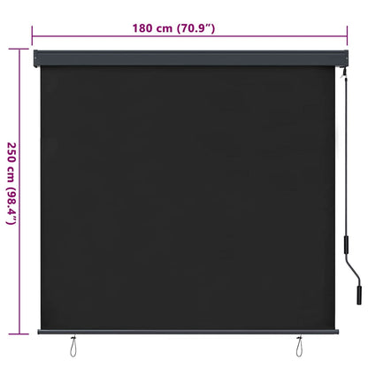 vidaXL Roller Blind Anthracite 180 x 250 cm Fabric and Aluminum