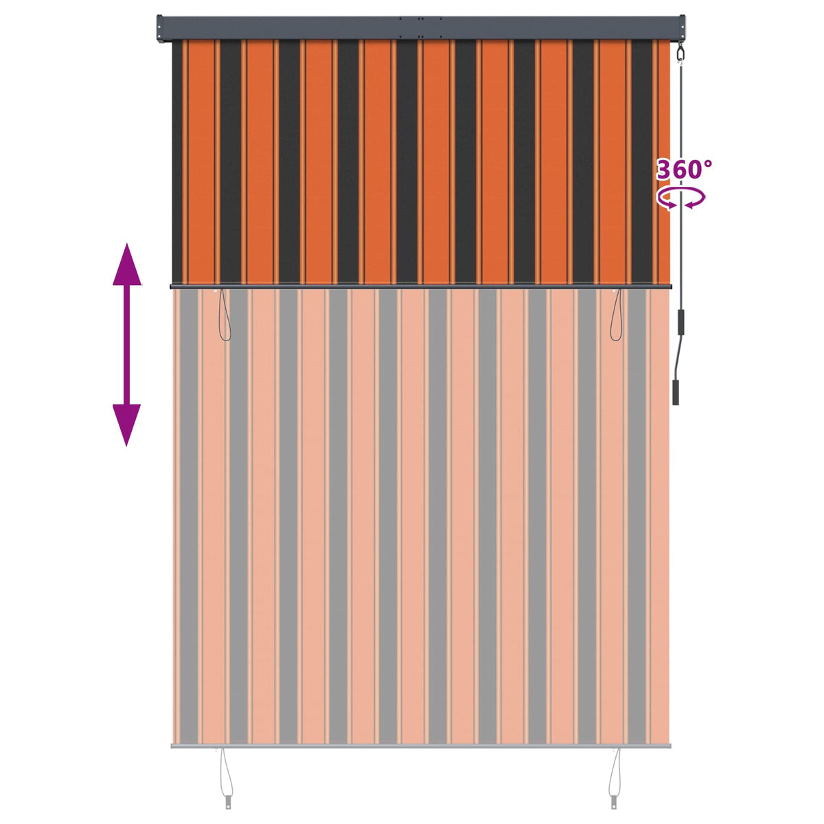 vidaXL Roller Blind Orange and Brown 180 x 250 cm Fabric and Aluminum