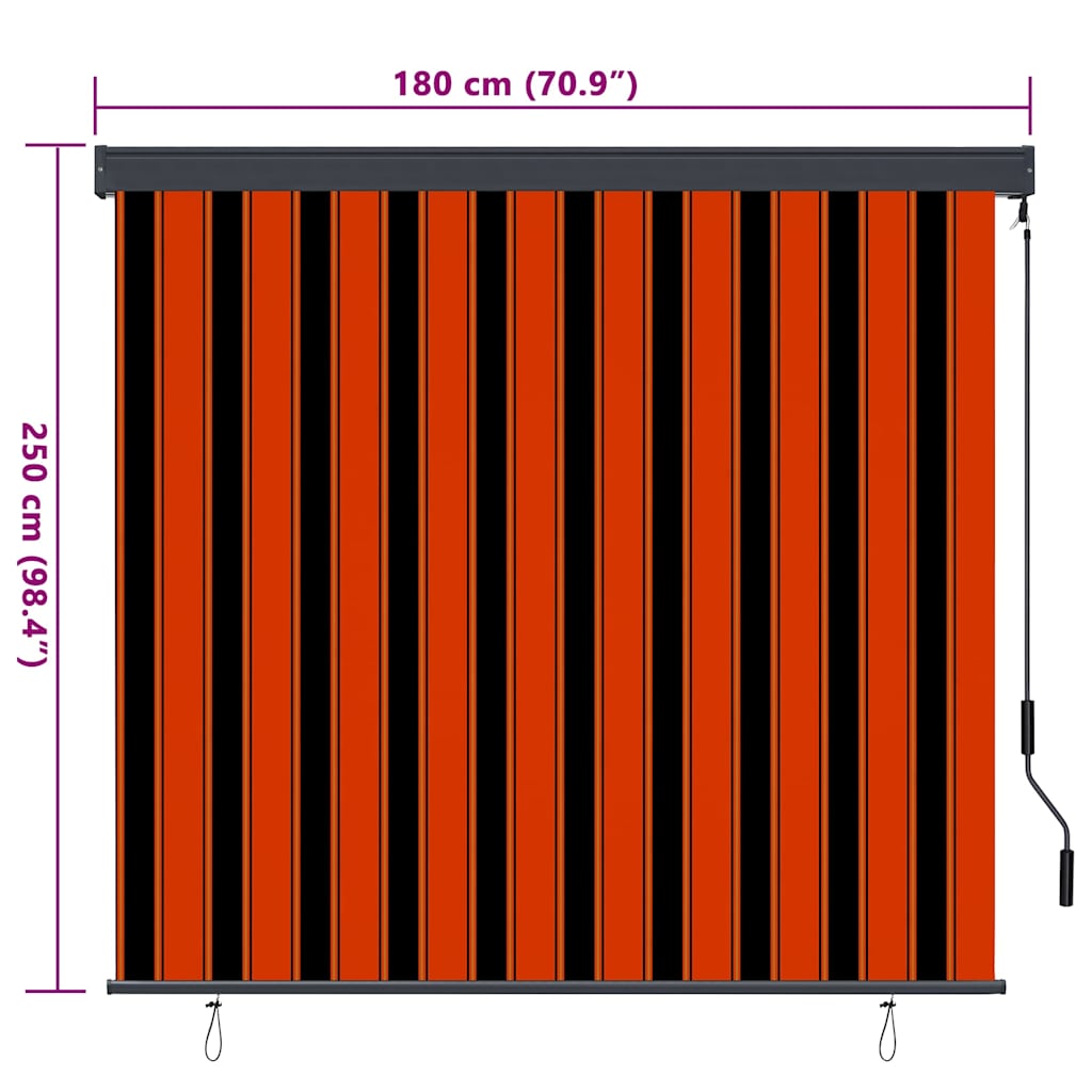 vidaXL Roller Blind Orange and Brown 180 x 250 cm Fabric and Aluminum