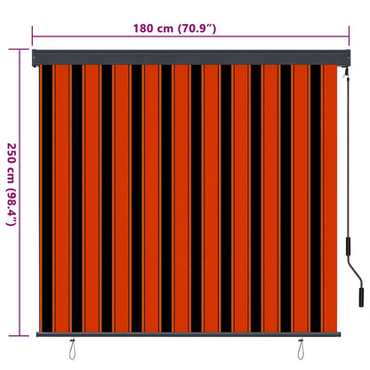 vidaXL Roller Blind Orange and Brown 180 x 250 cm Fabric and Aluminum