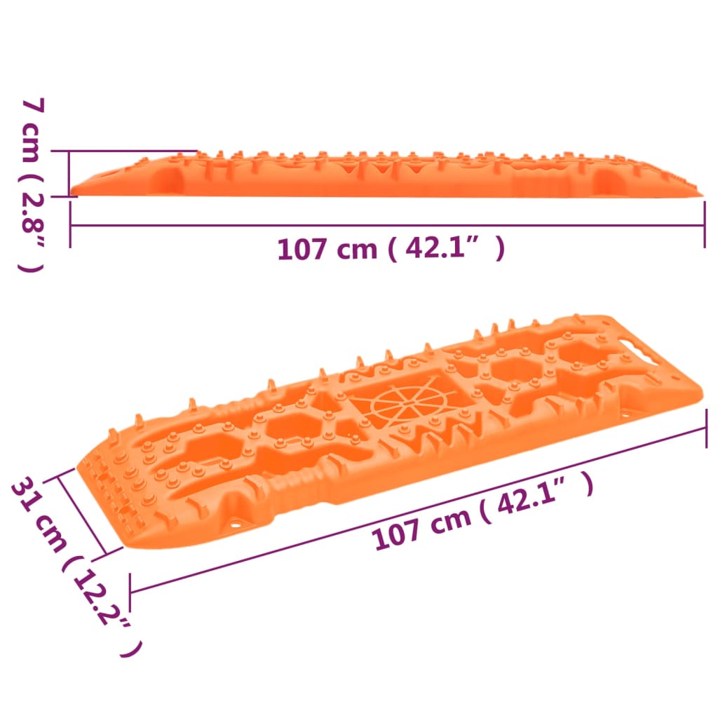 vidaXL Traction Boards 2 pcs Orange 107x31x7 cm Nylon