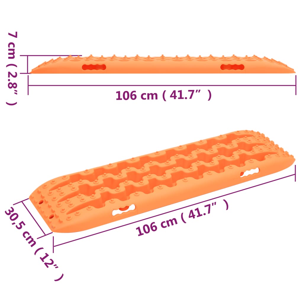 vidaXL Traction Boards 2 pcs Orange 106x30.5x7 cm Nylon