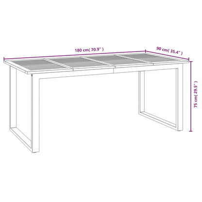 vidaXL Garden Table with U-shaped Legs 180x90x75 cm Solid Wood Acacia