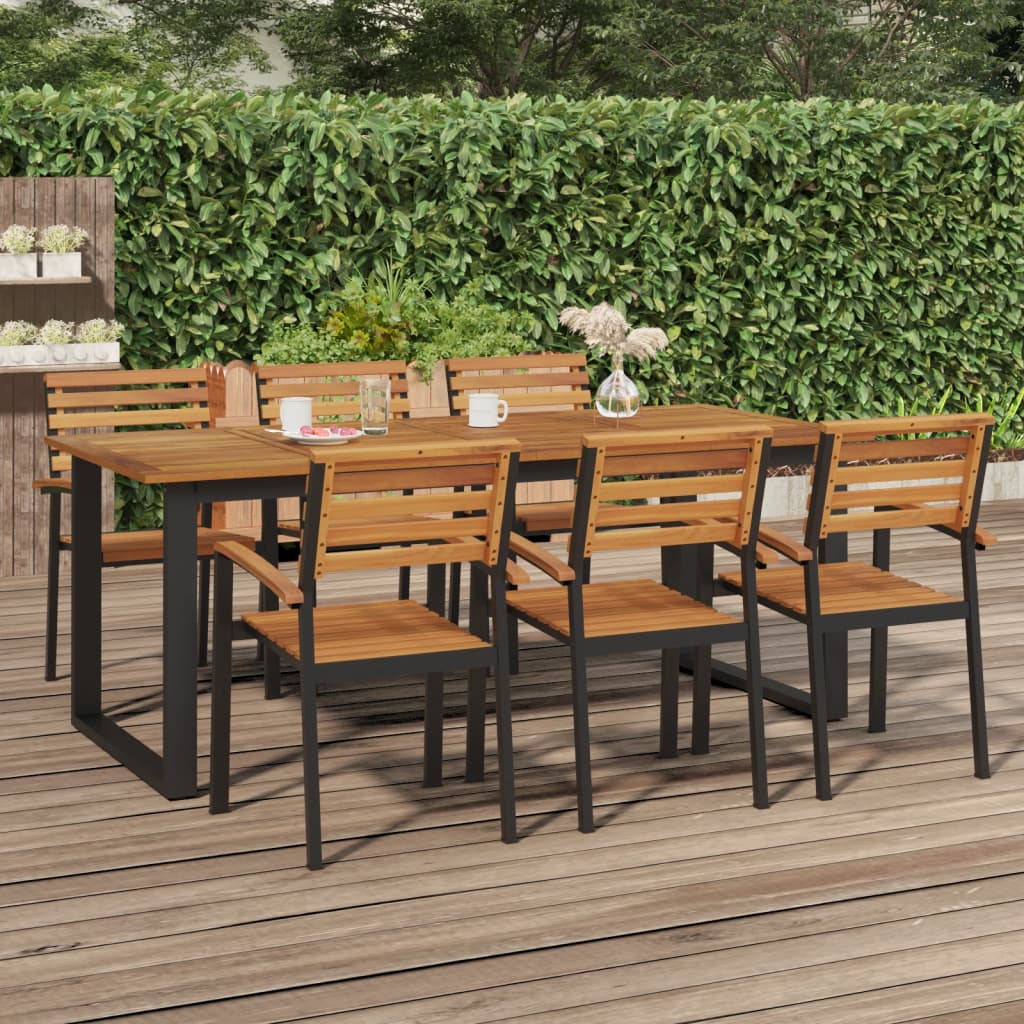 vidaXL Garden Table | Brown | Solid Acacia wood | 200x90x75 cm | Industrial