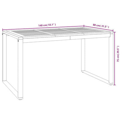 vidaXL Garden Table with U-shaped Legs 140x80x75 cm Solid Wood Acacia