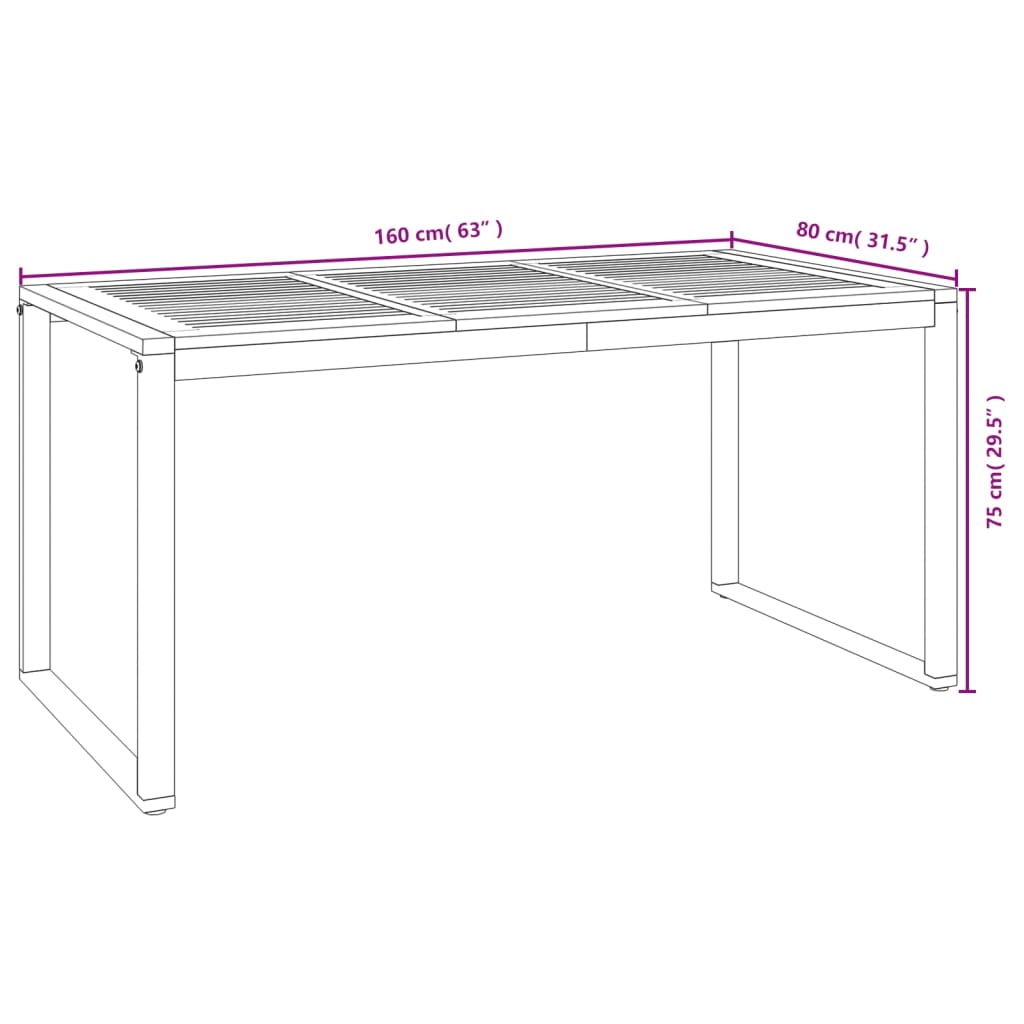 vidaXL Garden Table | Brown | Solid acacia wood | Medium | Durable