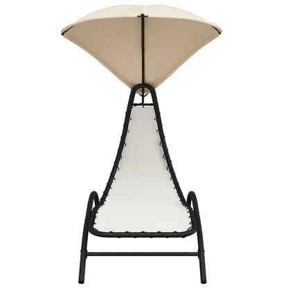 vidaXL Sun Lounger with Canopy Cream 167x80x195 cm Fabric and Steel
