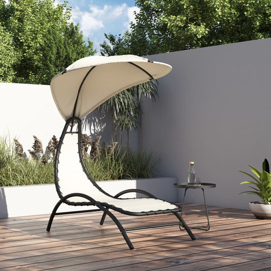 vidaXL Sun Lounger With Canopy | Cream