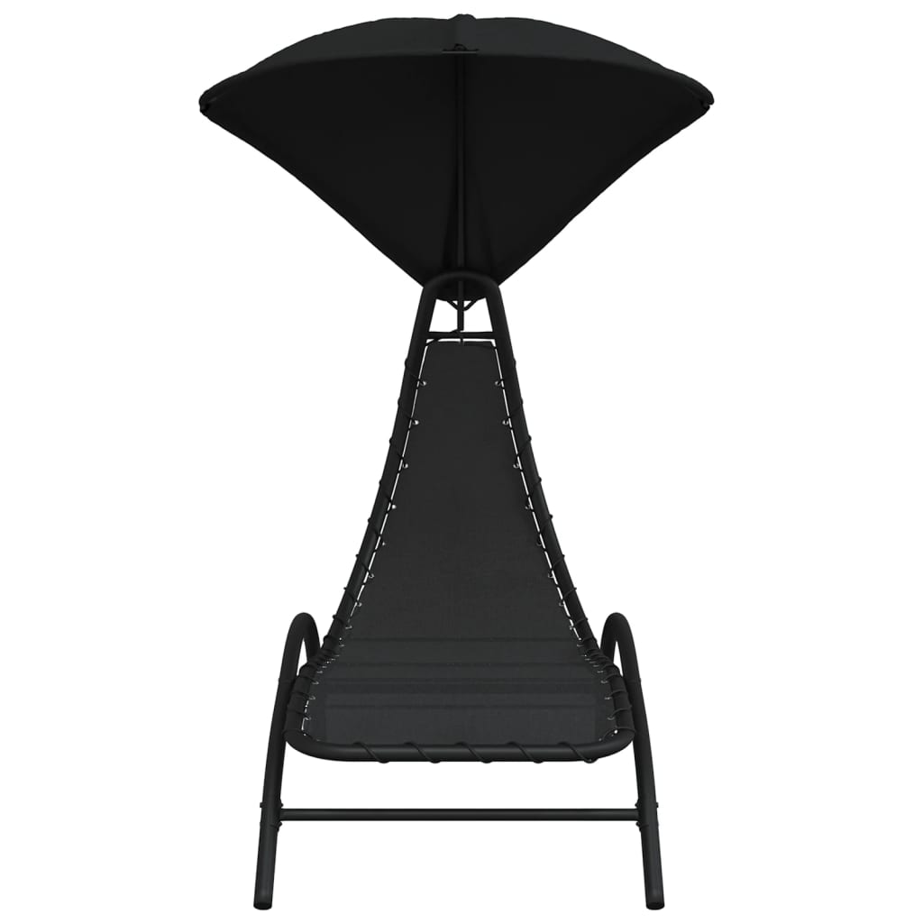 vidaXL Sun Lounger with Canopy Black 167x80x195 cm Fabric and Steel