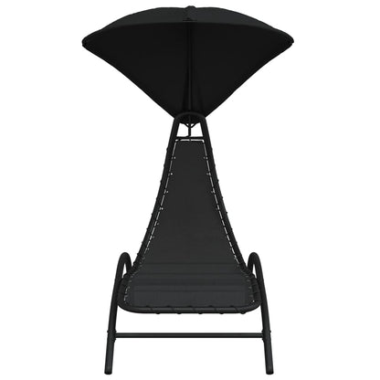 vidaXL Sun Lounger with Canopy Black 167x80x195 cm Fabric and Steel