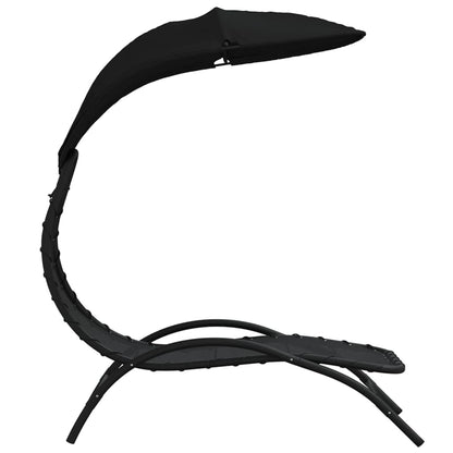 vidaXL Sun Lounger with Canopy Black 167x80x195 cm Fabric and Steel