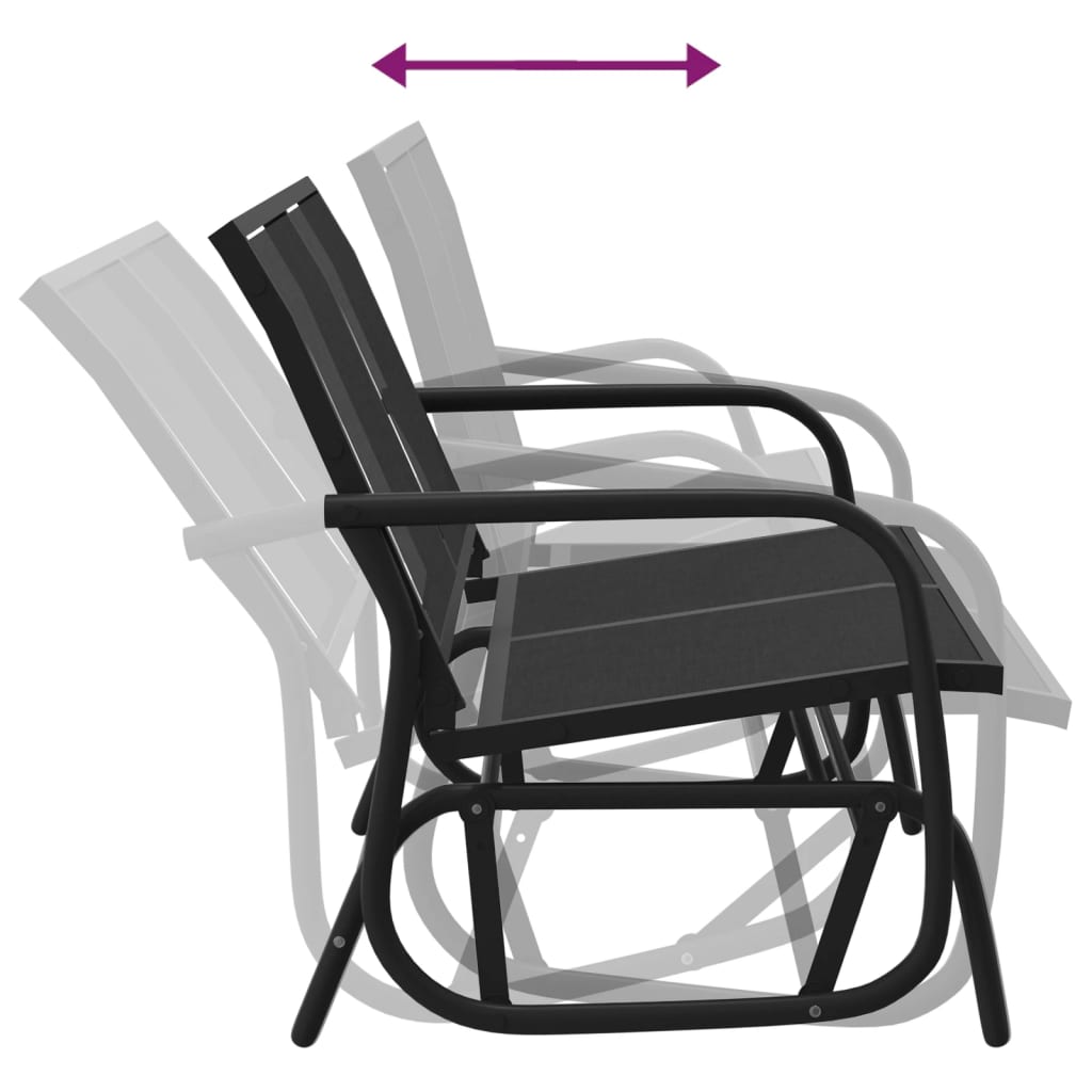 vidaXL Garden Glider Bench Black 120,5x76x86,5 cm Textilene&Steel