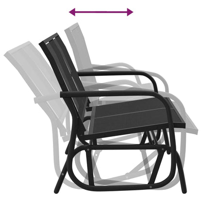 vidaXL Garden Glider Bench Black 120,5x76x86,5 cm Textilene&Steel