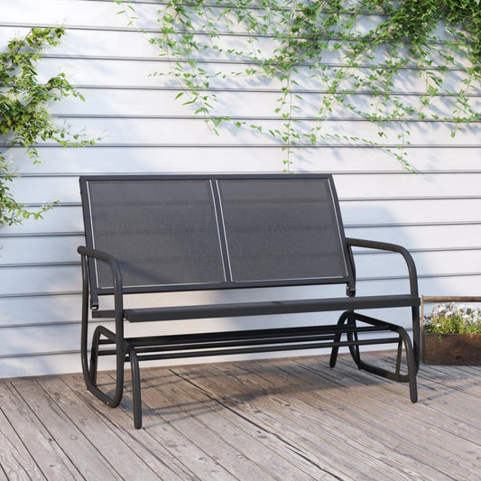 vidaXL Garden Glider Bench Black 120,5x76x86,5 cm Textilene&Steel