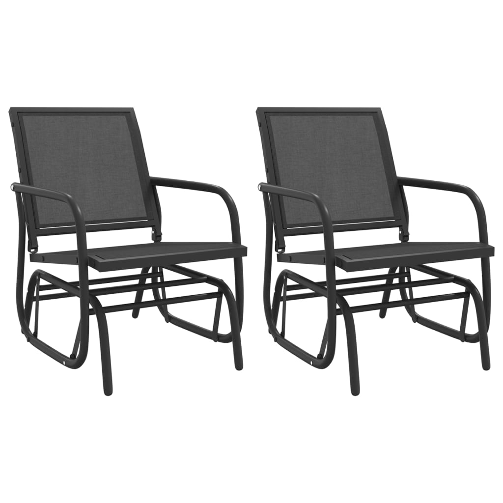 vidaXL Garden Glider Chairs 2 pcs Black 61x76x87 cm Textilene&Steel