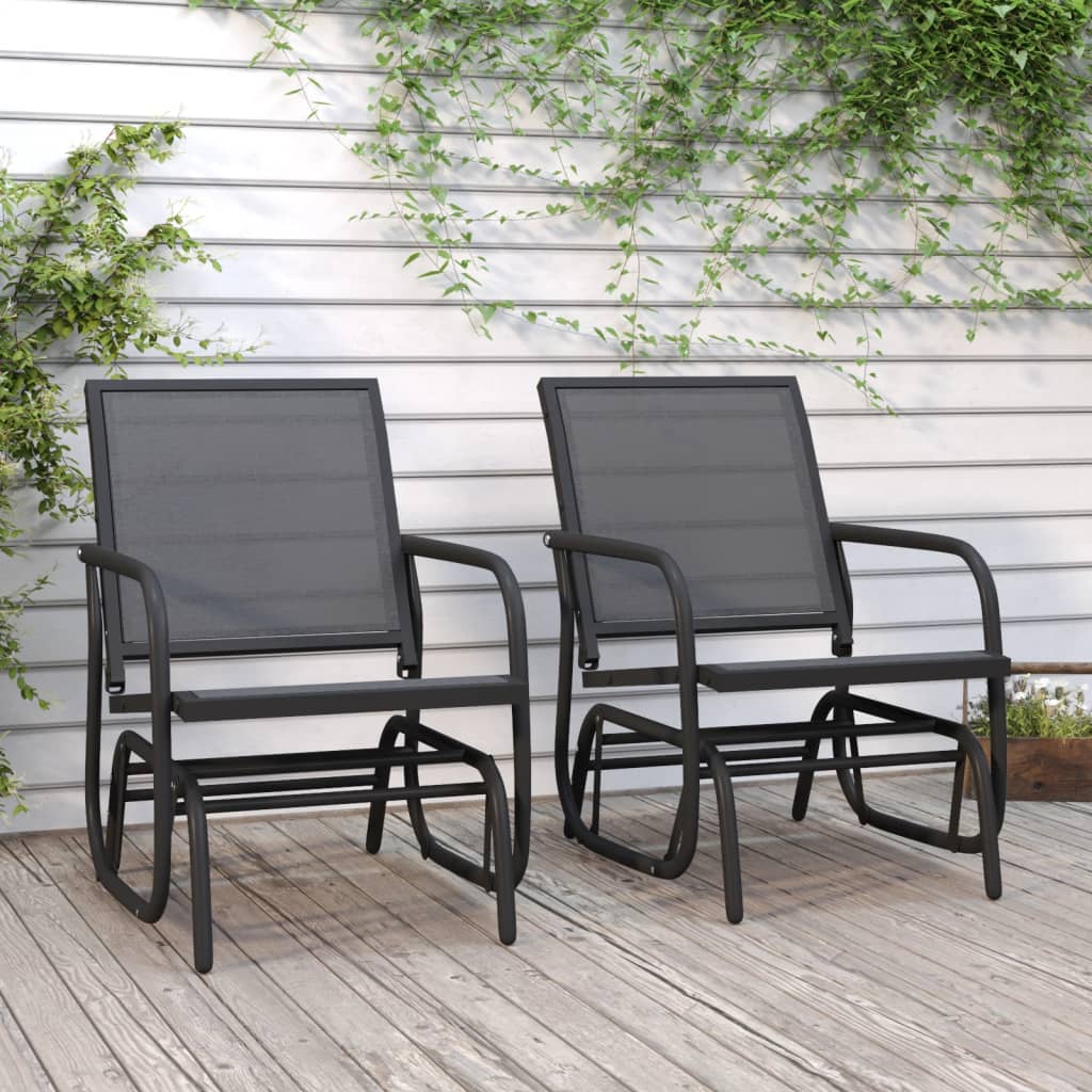 vidaXL Garden Glider Chairs 2 pcs Black 61x76x87 cm Textilene&Steel
