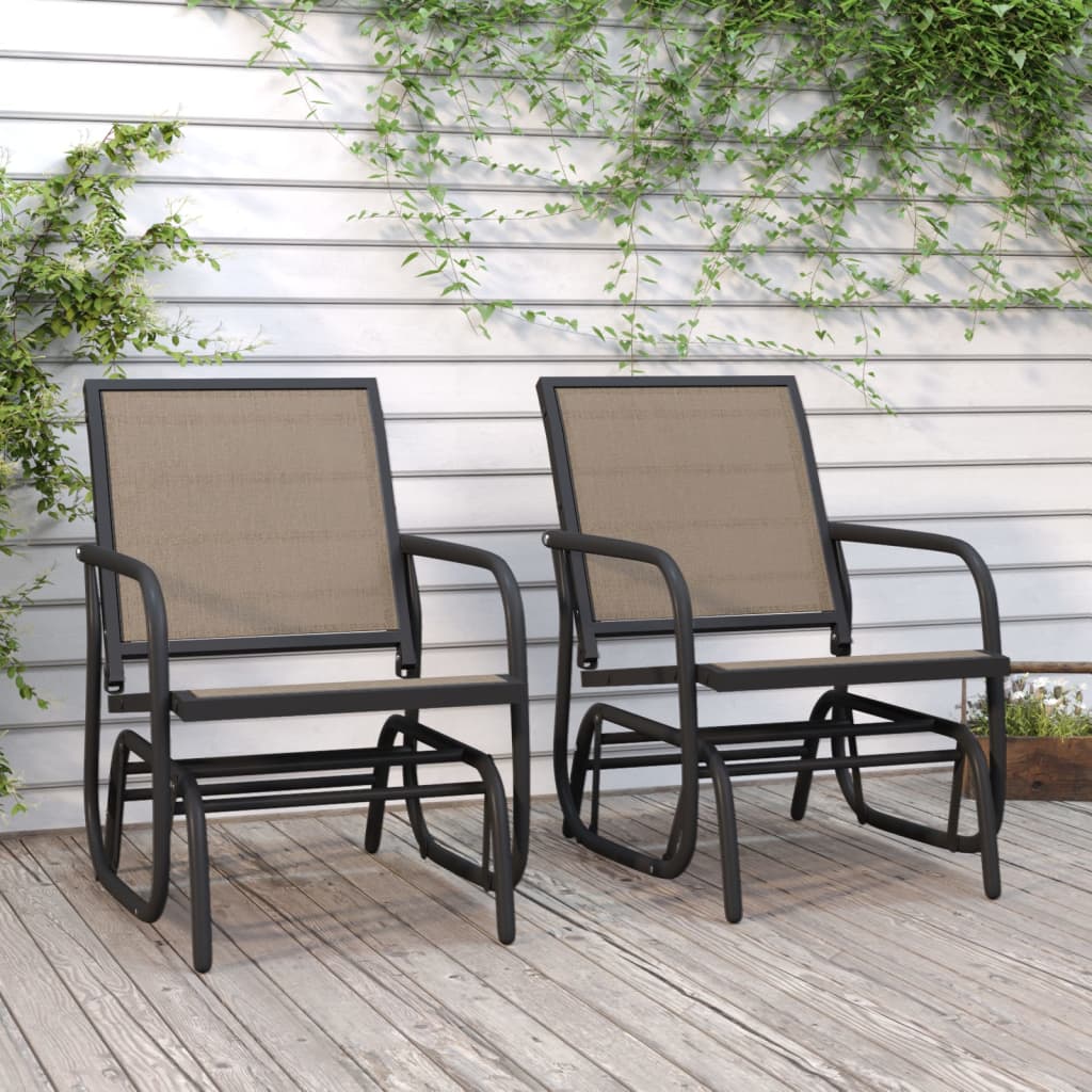 vidaXL Garden Glider Chairs 2 pcs Brown 61x76x87 cm Textilene&Steel