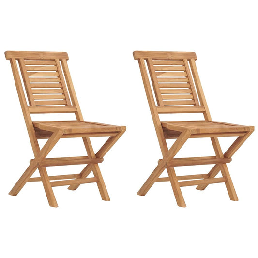 vidaXL Folding Chairs 2 pcs 47x63x90 cm Solid Wood Teak